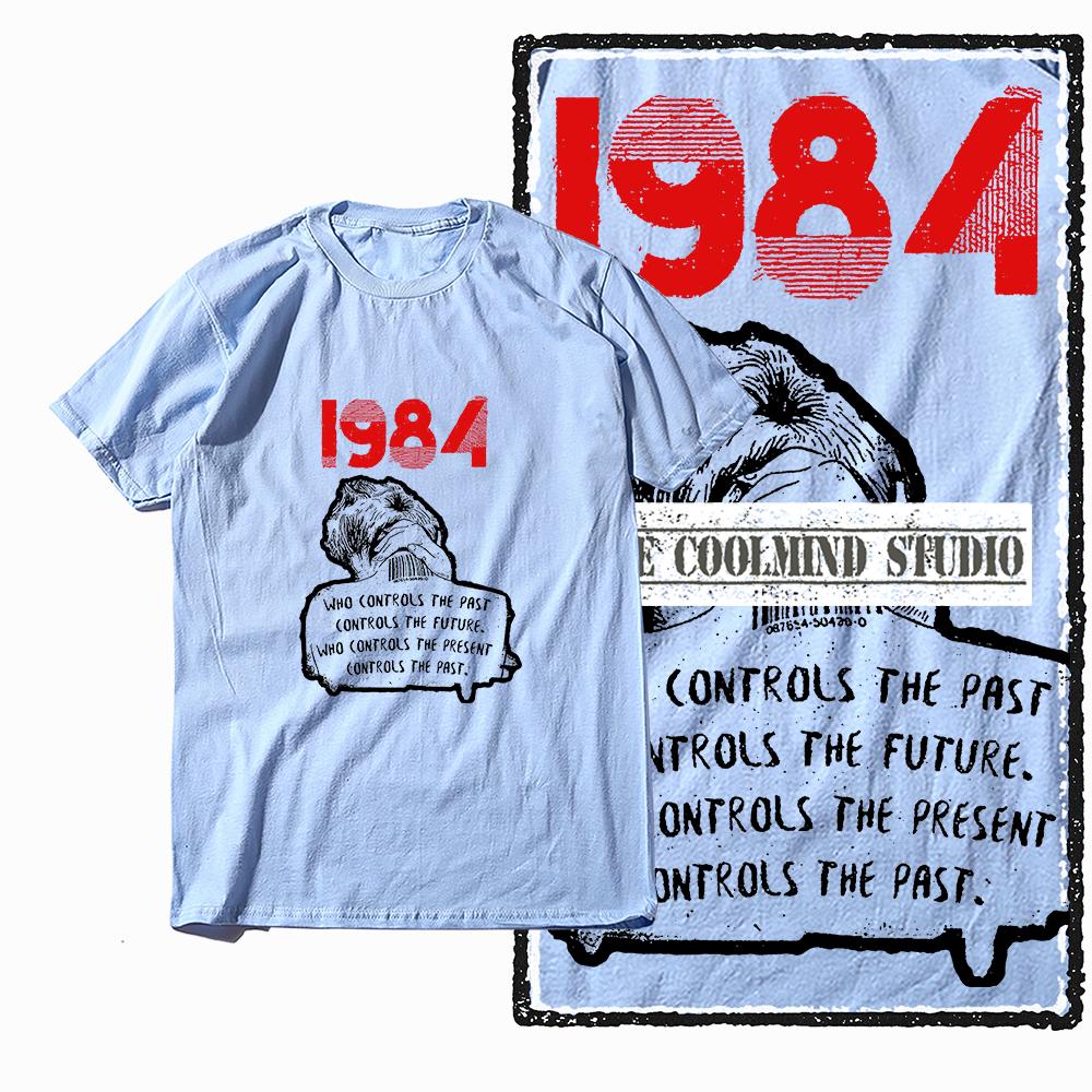 Coolmind X0019 Bavlna velká velikost potisk 1984 Exkluzivní grafické pánské tričko volné s kulatým výstřihem pánské tričko ležérní tričko pro muže trička
