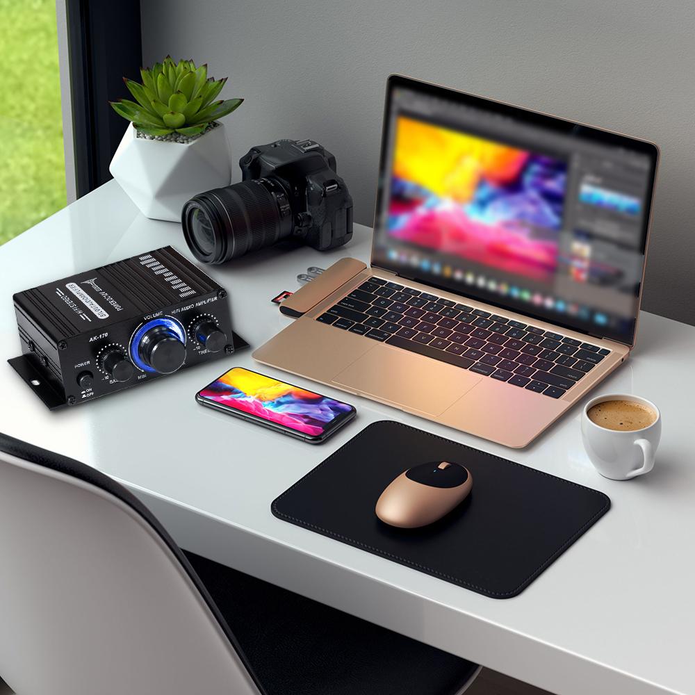 AK-170 Wireless HiFi Audio Mini Amplifier 20W+20W 2CH Stereo Power AMP Car Home Subwoofer Speakers DC 12V