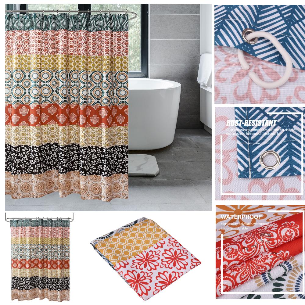 Bohemian Shower Curtain Watercolour Plant Colorful Flower Modern Simple Home Bathroom Decor Fabric Bath Curtains With Hooks