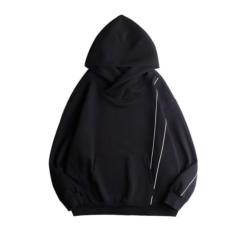 

Unisex High-Neck Hooded Sweatshirt: Heavyweight, Functional, Loose-Fit Top for Spring, Autumn, Winter - Trendy, Casual, and High Street Style. XXXL чёрный