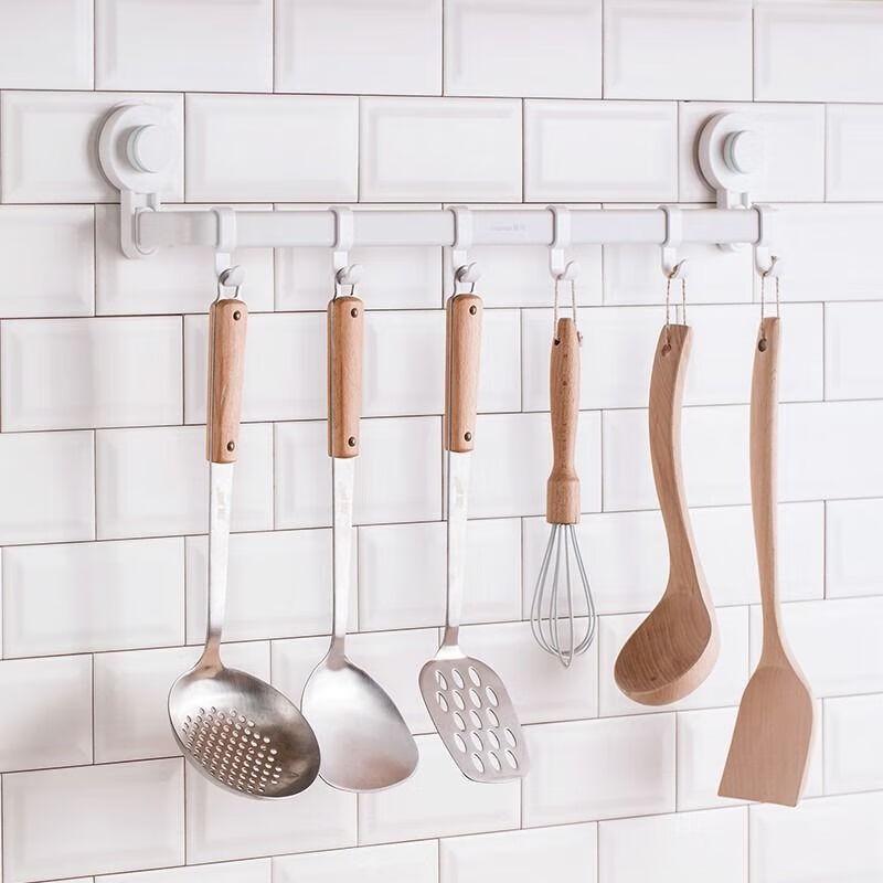 Camellia No-Punch Adhesive Bathroom Towel Bar with Hooks