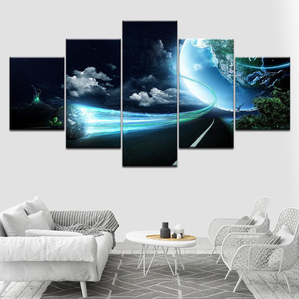 

Canvas Painting abstract cloudy and moon landscape Wall Art Pictures 5 Pieces Modular Wallpapers Poster Print Home Decor 20x35 20x45 20x55cm