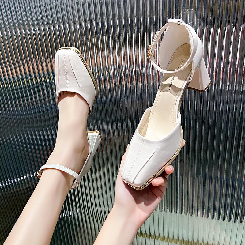 Fashion 2025 New Vintage High Heel Women Mary Jane Shoes Fashion Square Toe Patent Leather Shoes Party Dress Ladies Pumps
