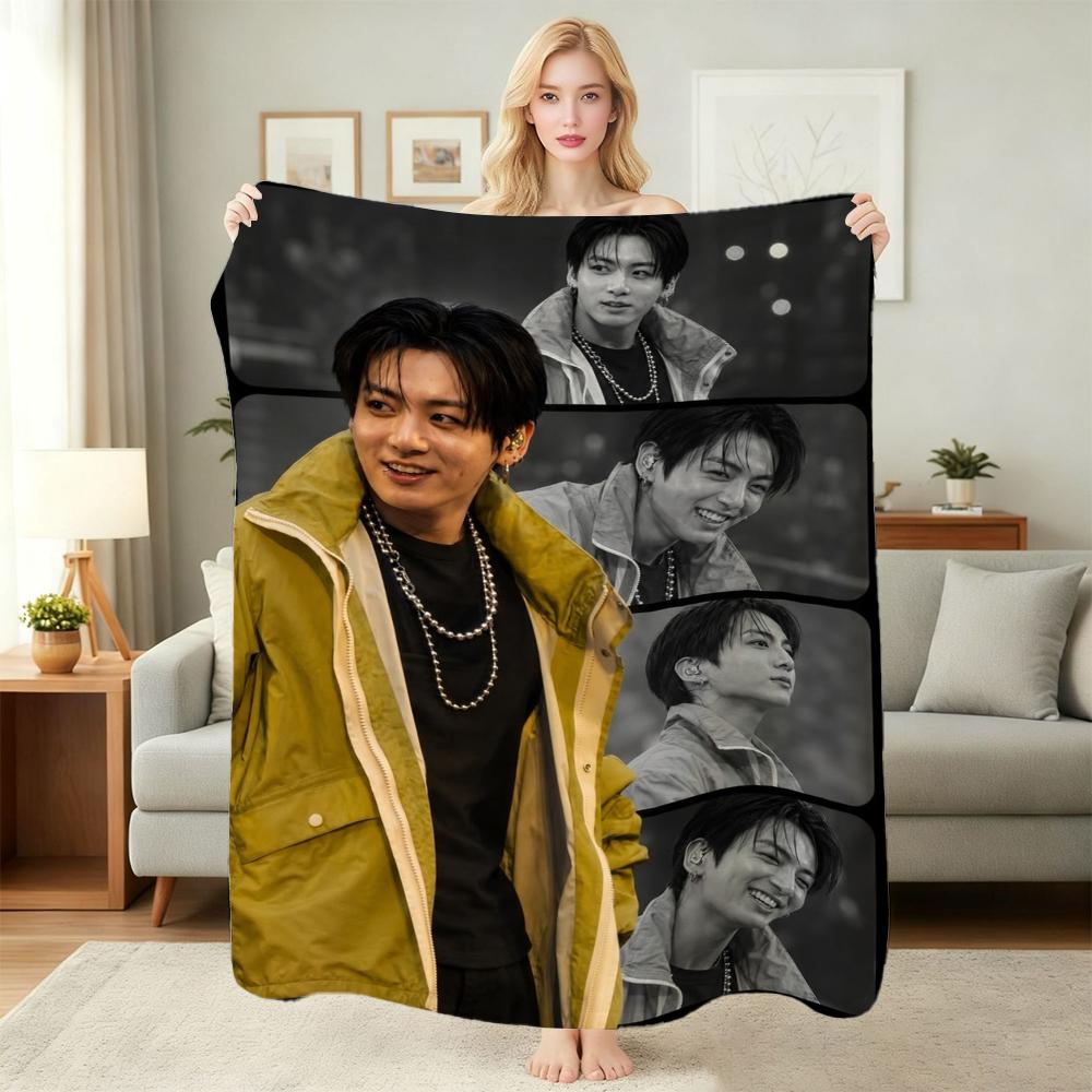 Stylish Man Yellow Jacket Portrait Pattern Blanket Warm Comfortable Fleece Blanket For Living Room Office Nap Lightweight Home Decor Halloween Gift