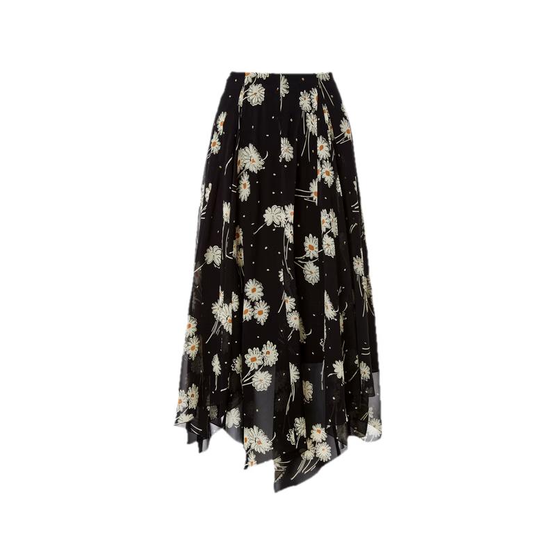 LANGZI Daisy Print A-line Midi Skirt XL