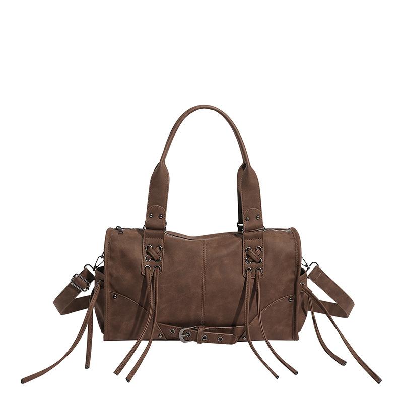 Suede Tote Bag Women's Fashion Shoulder Bag with Lace Up Detail and Adjustable Crossbody Strap