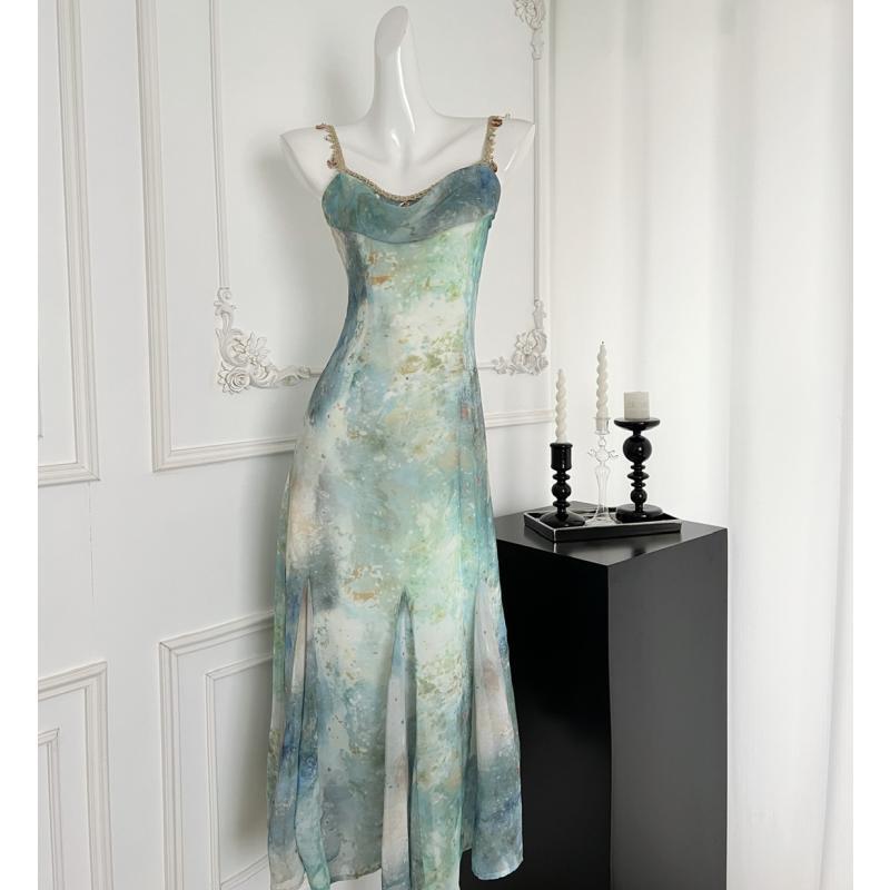 Women's Mint Green Fishtail Camisole Dress - Slim, Sexy Summer Vacation Style