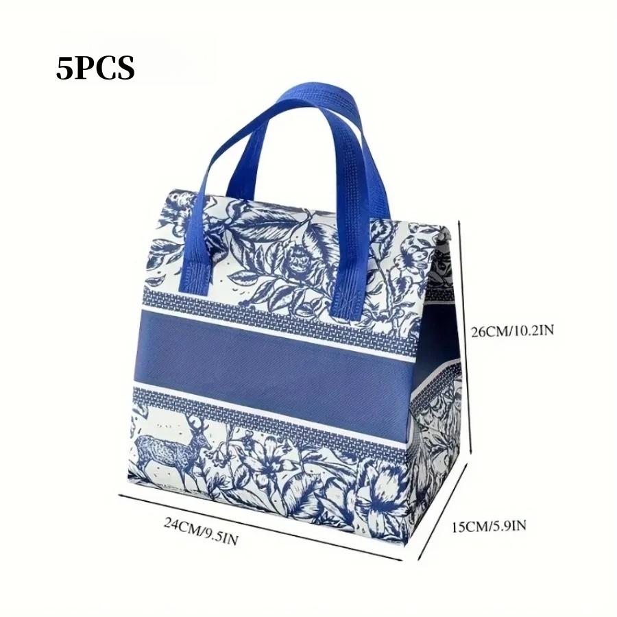 

5/10 шт. Сумки-тоут из изолированной фольги - Идеально для доставки тортов, молочного чая и обедов | Многоразовые тканевые сумки-холодильники для пикников и еды на вынос 26X24X15