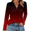 Women's Fashion Casual Lapel Short Long Sleeve Print Shirt Women's V-Neck Tops