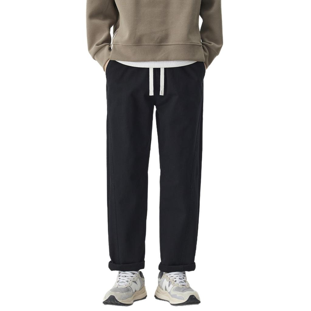 Minger | Autumn new splicing elastic waist overalls men's loose wide-leg cotton micro-cone casual pants