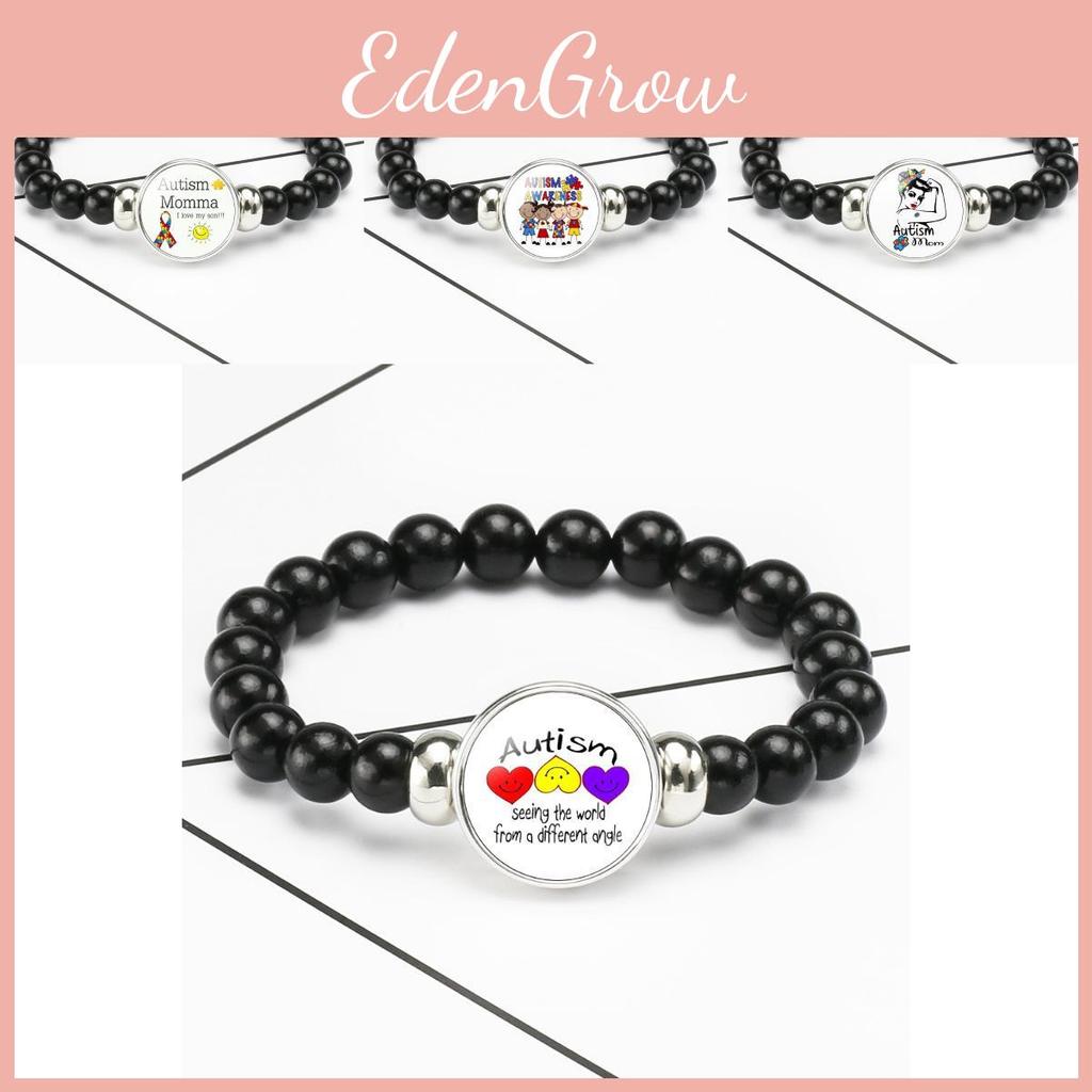 Autism Awareness Charm Bracelet Stretch Cord Beaded Jewelry Mixed Material