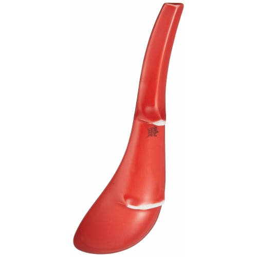 Arita Ware "Ultimate Renge" Ramen Spoon, Red Glazed Chrysanthemum Design, Approx. 16cm Diameter, Ceramic, Dishwasher Safe, Made in Japan, R2001