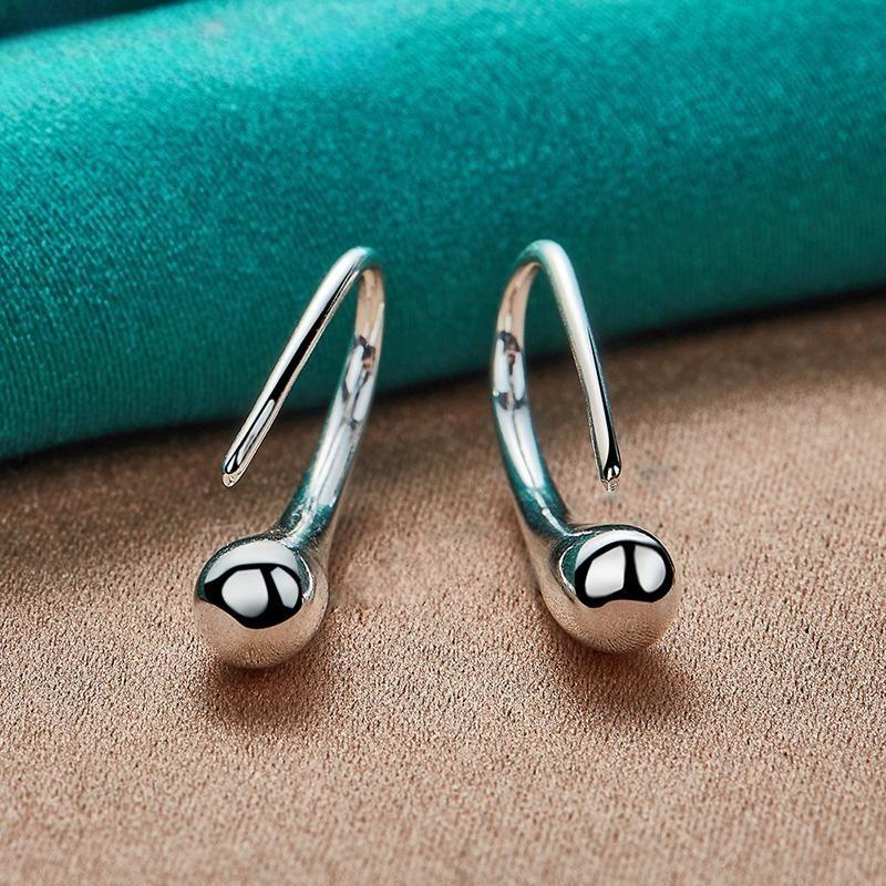 Einfache tropfenförmige Silberohrringe, Damen-Nischendesign-Ohrringe, Modeschmuck für den Alltag