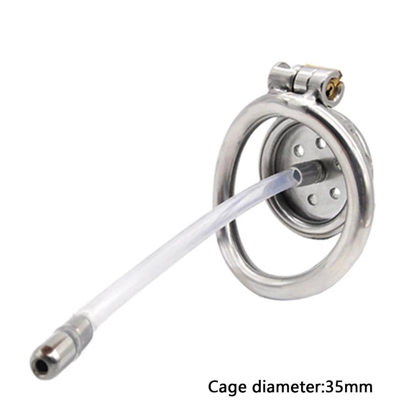 Male Chastity Device Flat Round Hole Metal Chastity Lock,Cock Cage,Urethra Catheter,Penis Ring,Bondage Belt Sex Toys For Men Gay