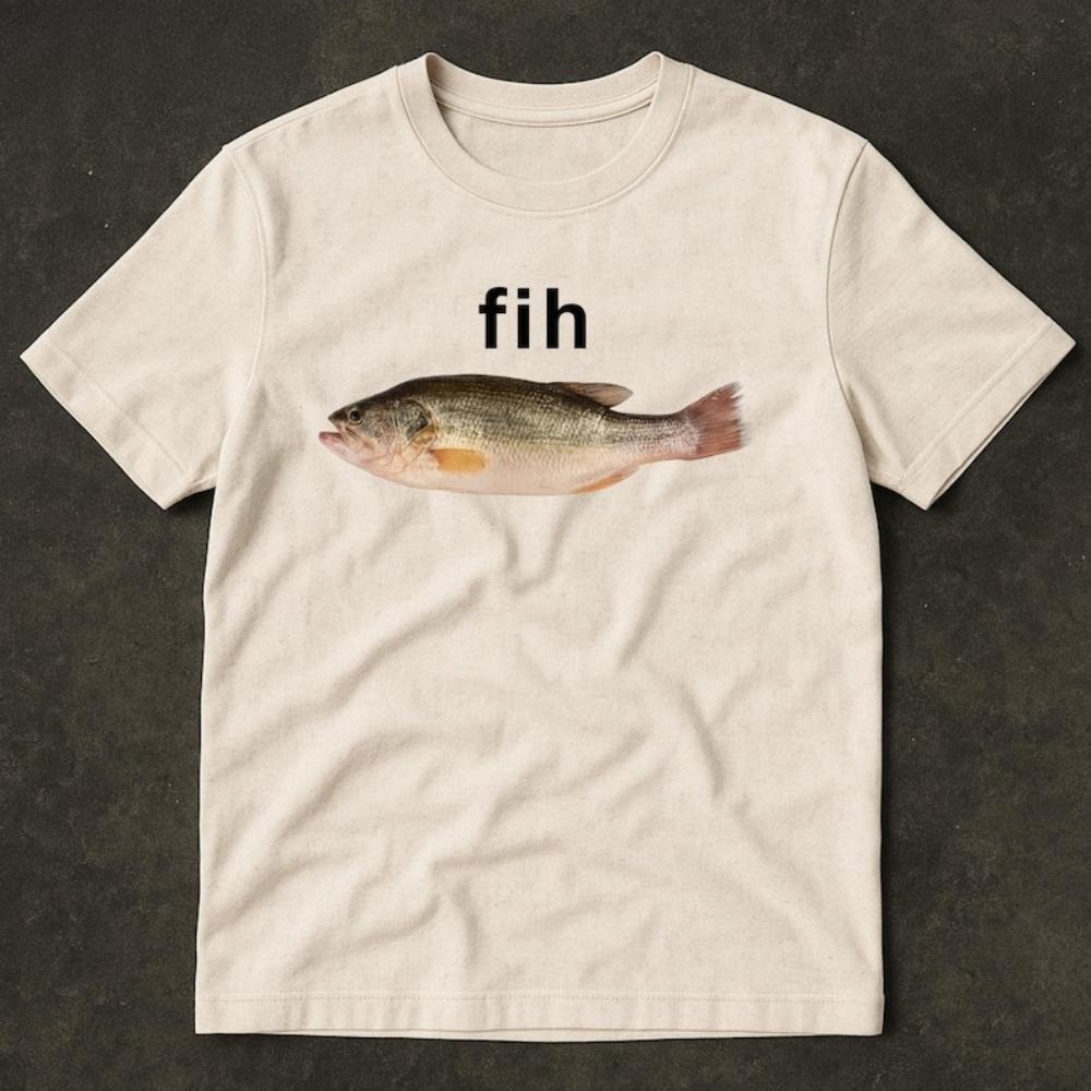 Fih Fish Meme Shirt Stupid Funny Meme Brain Rot Printed Tshirt Women Unisex Fashion Casual Oneck Cotton Shortsleev Ropa Hombre