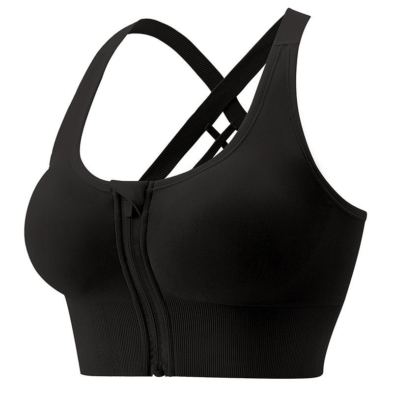 Women High Impact Shockproof Front Zipper Push Up Beauty Back Sports Yoga Running Bra