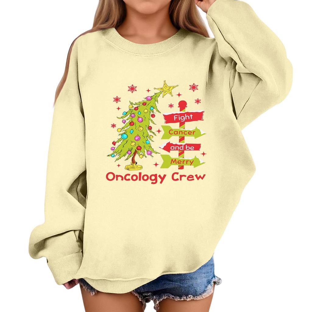 Children's Fashionable Casual Long-sleeved Loose Christmas Print Pullover Sweatshirt
