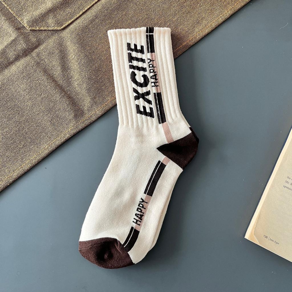 Retro American Men's Mid-rise Socks Women's Ins-style Casual Sports Basketball Socks