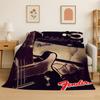 Retro Fender Logo Guitar Instruments Music Flannel Blanket Soft Warm Throw Blanket for Bedroom Living Room Bed Travel Picnic