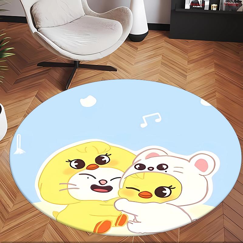 Hyunlix (1) Round Office Rug Decorative Floor Rug for Office Bedroom Living Room and Home Space