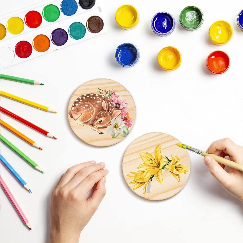 Round Coasters Burlywood Blank Wooden Coasters DIY Wood Kit  Crafts