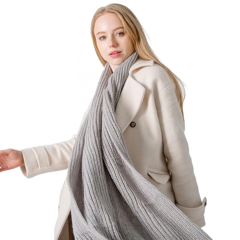 Autumn and winter new acrylic solid color wool scarf men's and women's couple extended wool scarf shawl