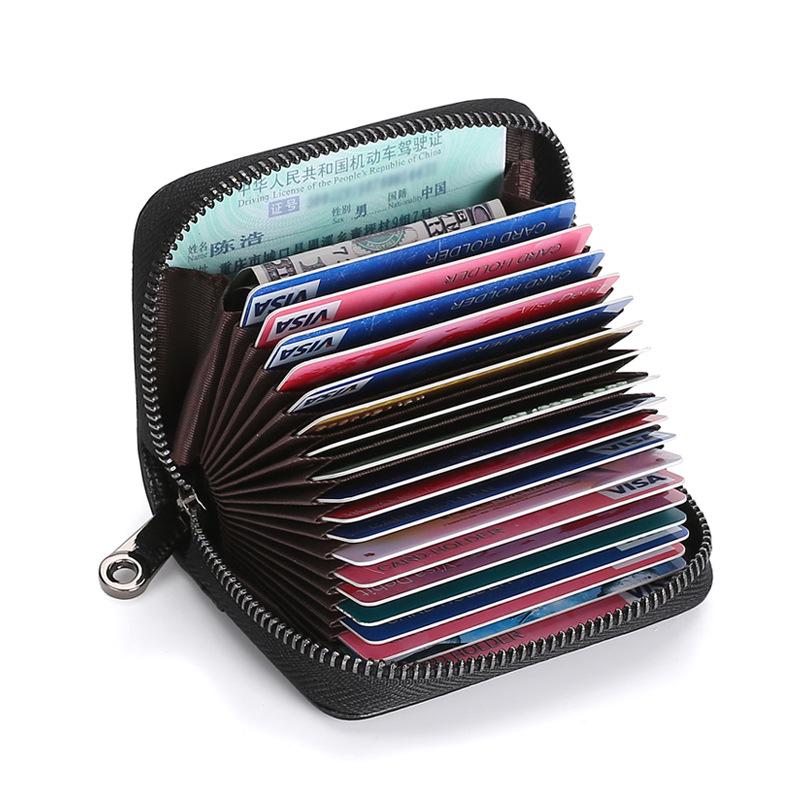 Schlankes, diebstahlsicheres Kartenetui aus echtem Leder für Herren und Damen mit großer Kapazität und Anti-Entmagnetisierungsfunktionen