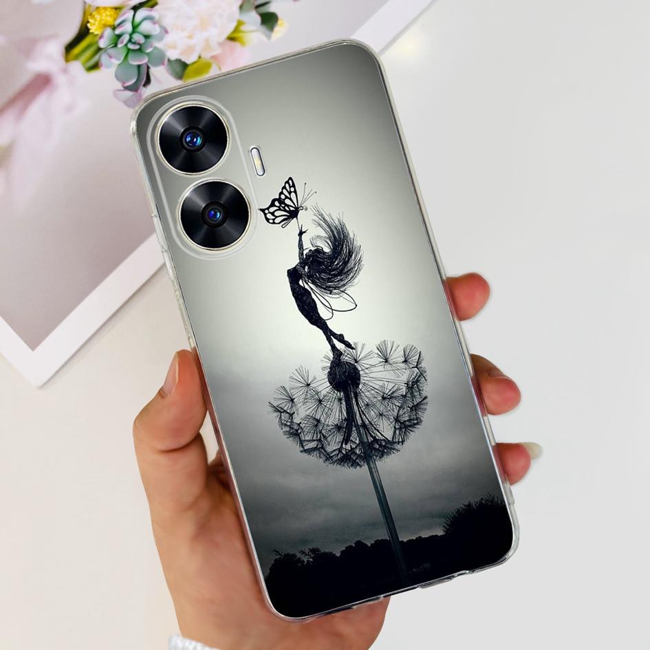 For Realme C55 Case RMX3710 Transparent Cover Fashion Patterns Soft Silicone Phone Cases For Realme C55 4G C 55 RealmeC55 Fundas
