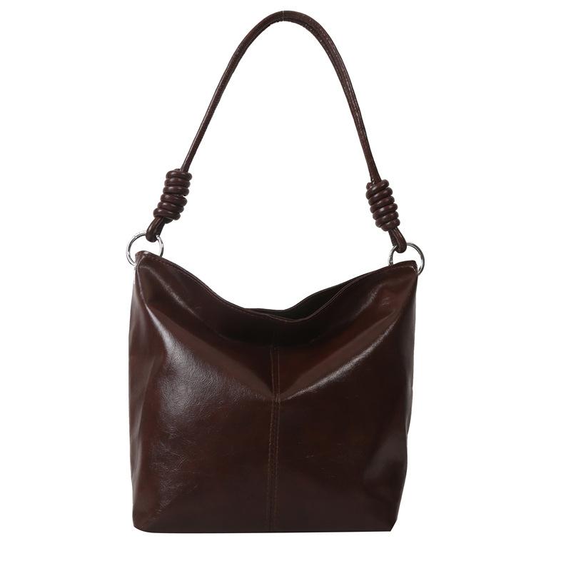 

2024 нова текстурна ретро повсякденна європейська та американська сумка великої ємності з м’якої поверхні з косою поверхнею на одне плече жіноча сумка-відро