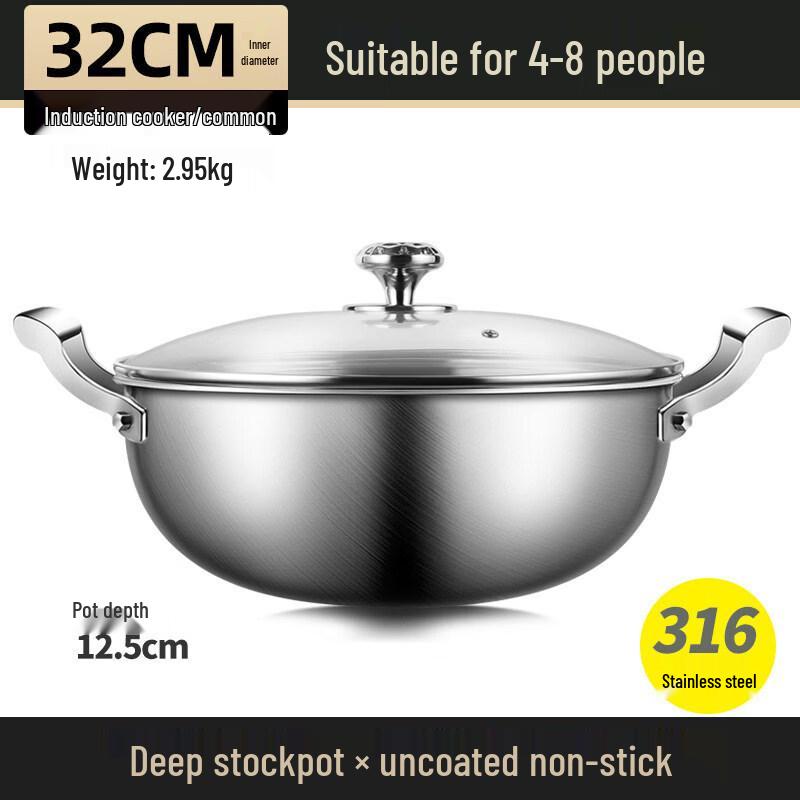 

ZISIZ 316 Stainless Steel Deep Non-stick Wok