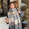 2025 Korean imitation cashmere scarf women's autumn and winter high-end warm shawl cute versatile plaid scarf