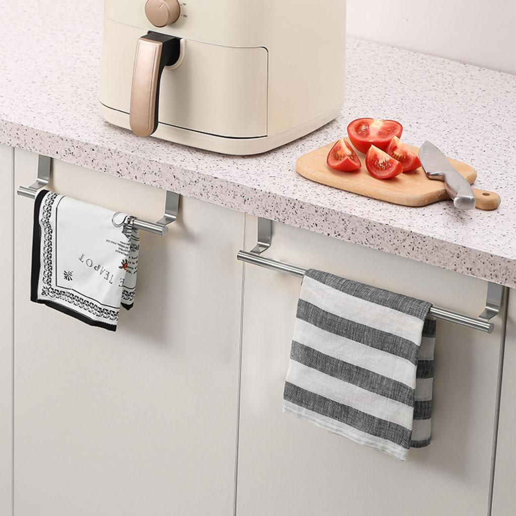 Multi-purpose Towel Rack Stainless Steel Single Pole Towel Rack  Punching Cabinet Door Back Rag Hanging Rack Towel
