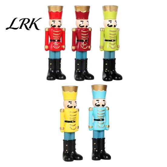 Modern Holiday Table Decor Nutcracker Resin Candle Holder, Pastel Christmas Soldier Figurine for Birthday Souvenir Gifts Desk Shelf, Festive