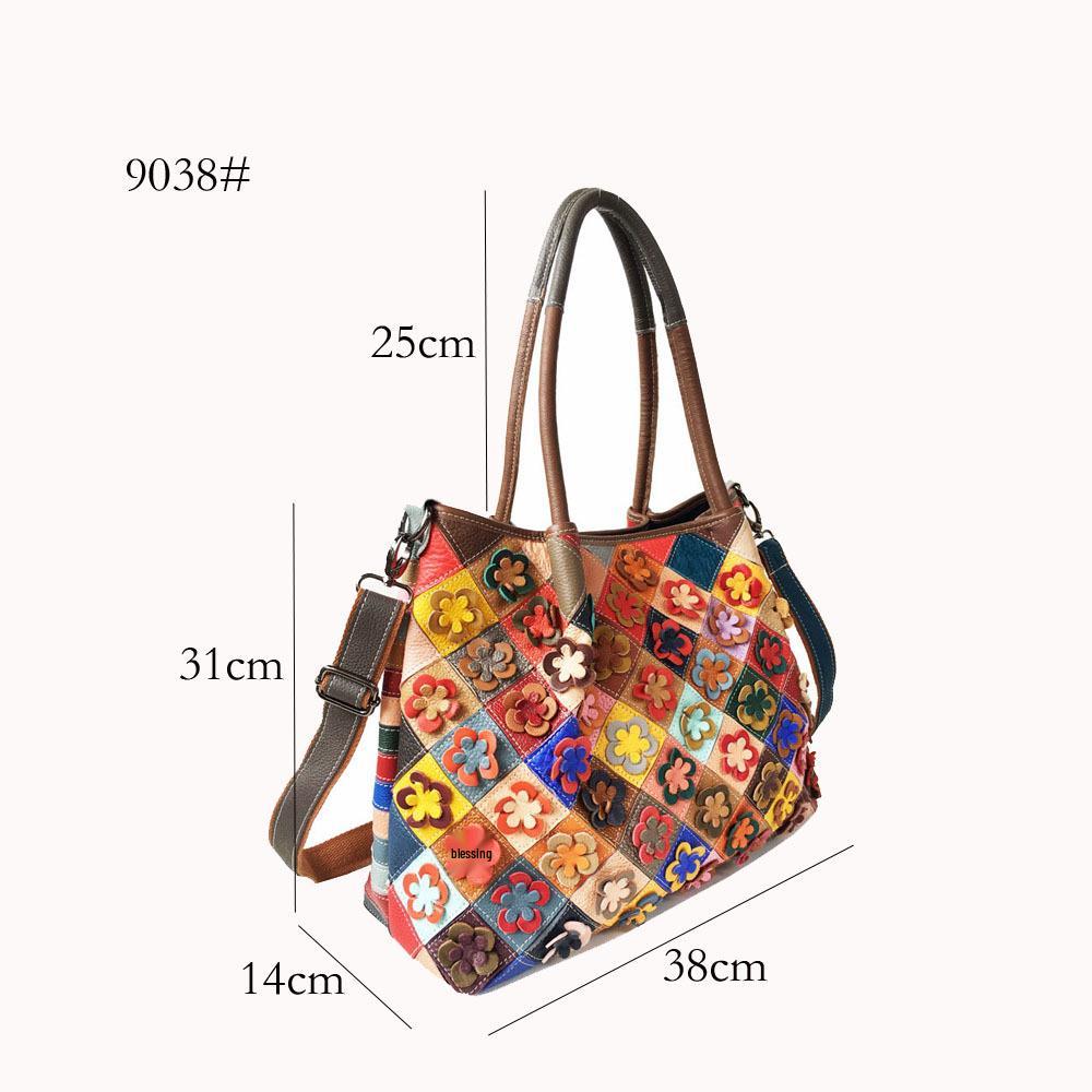 Vintage Květinová Dámská Crossbody Kabelka z Pravé Kůže – Design Diamantové Mřížky, Všestranná a Ležérní