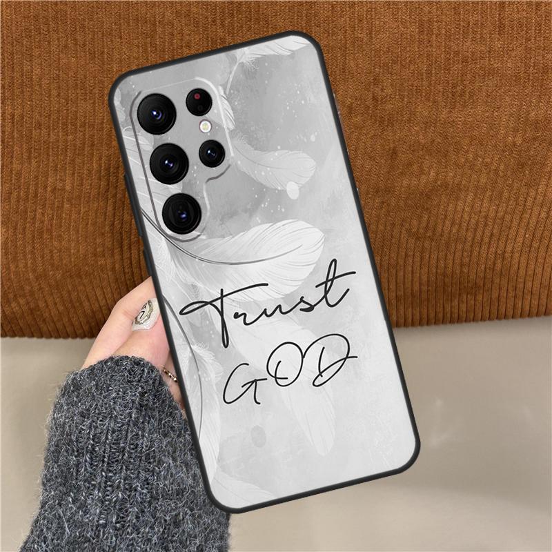 Bibelvers Glaube Jesus Kreuz Handyhülle Für Samsung Galaxy S25 Ultra S9 S10 S20 S21 S22 Plus S24 FE S23 Ultra Rückseite