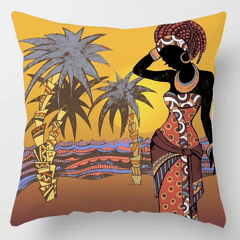 Abstract Oil Painting African Women Cushions Case Modern Abstract Art Decorative Pillows Case Sofa Seat Couch Thick Plush Pillow