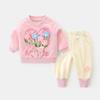 Toddler Girl Cotton Two-Piece: Fashionable Long Sleeve Sweatshirt Set for Spring & Autumn 2025