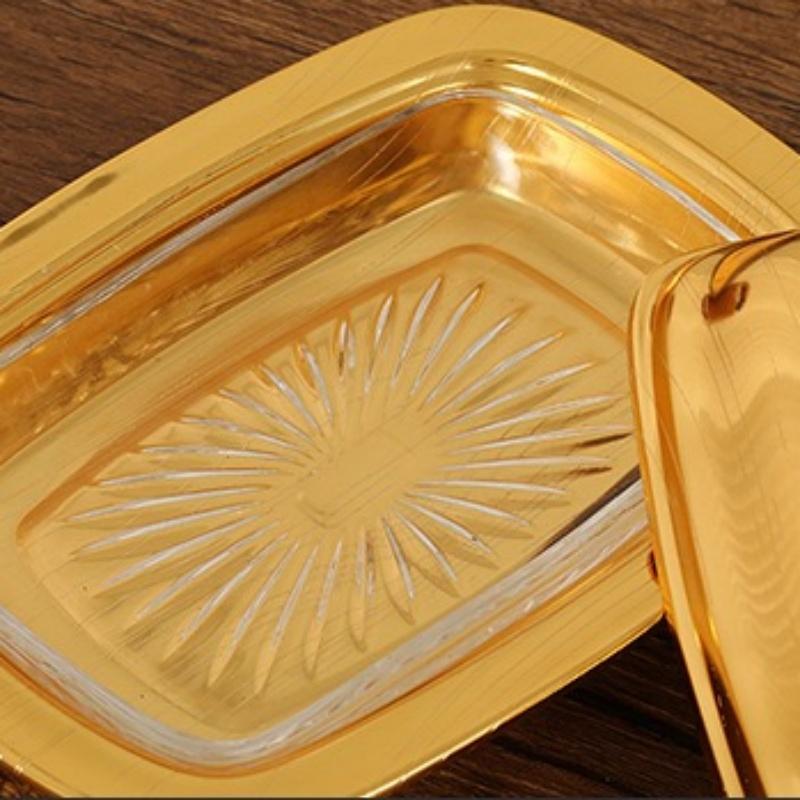 Fruit Tray, Alloy Cake With lid Plate, Golden Retro Snack Disc,Nuts Organizer Living Room Festival Desktop Wedding Decoration