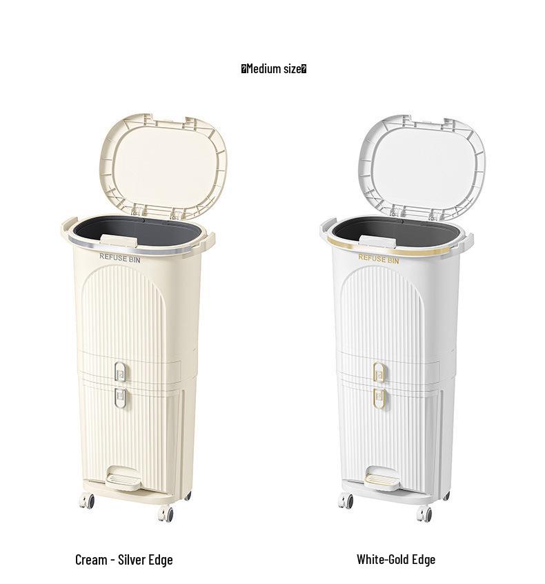 Luxusní vysoký odpadkový koš v japonském stylu s nožním pedálem pro suchý a mokrý odpad