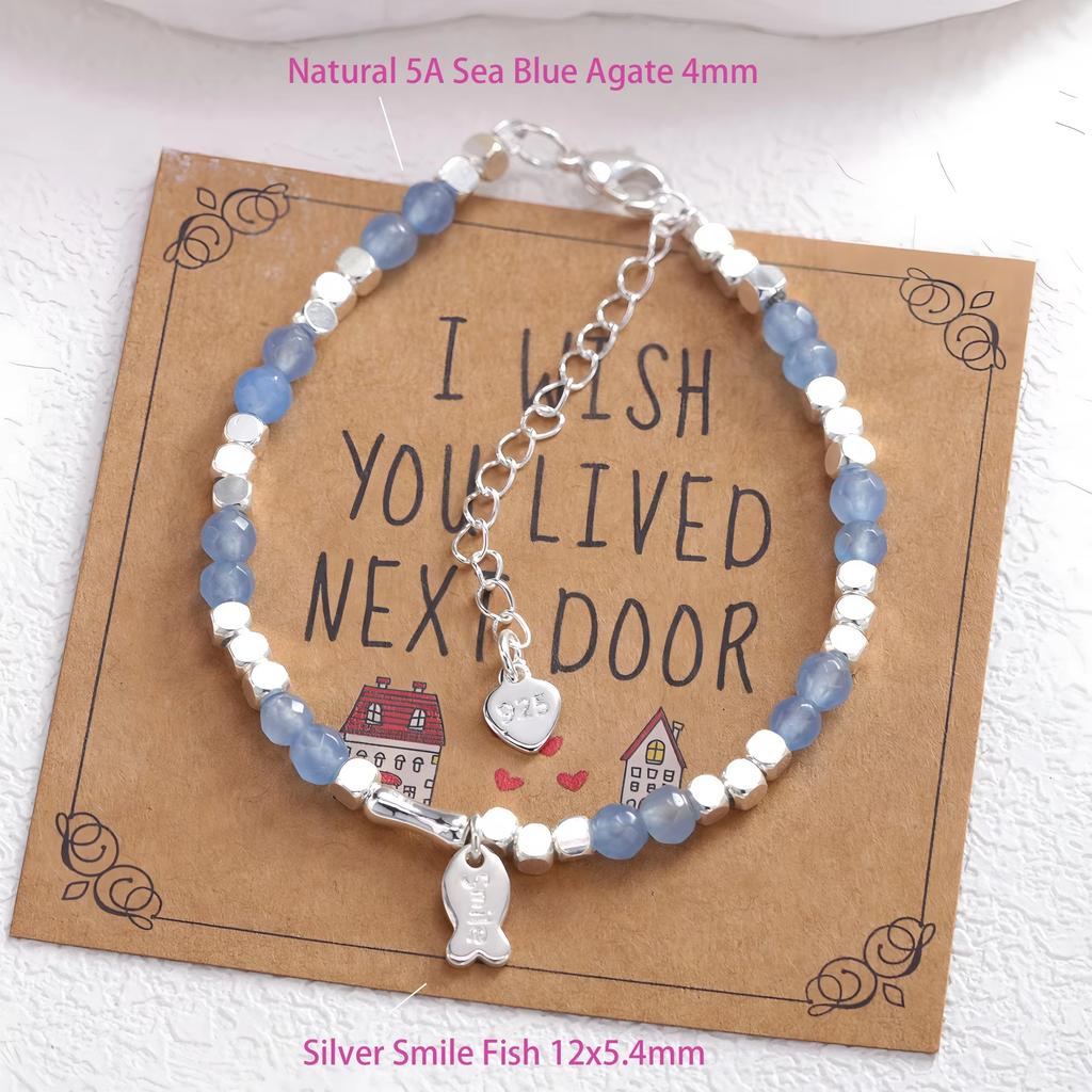 PANJBJ 925 Sterling Silver Red Agate Bead Bracelet for Women Fish Shape Retro Bead Design Versatile Jewelry Gifts Dropshipping