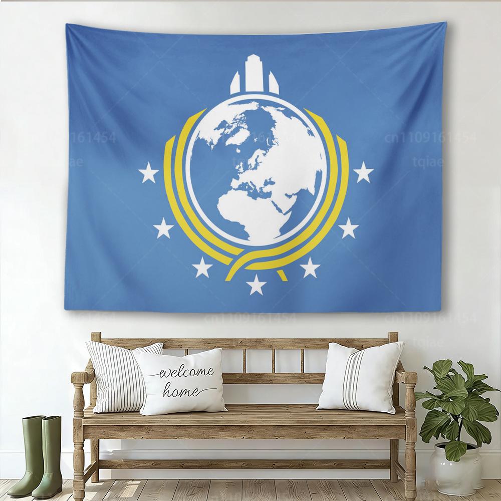 

1pc Game Flag Super Earth Flag Tapestry Wall Hanging Classic Blue Yellow White Stars Pattern HighEnd Art Home Decor for Living 74x94cm(29x37in)