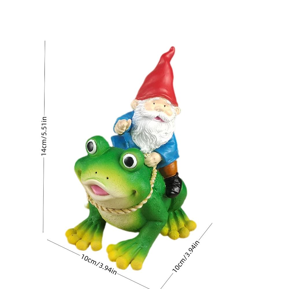 Resin Dwarf Riding Frog Handicraft Outdoor Courtyard Garden Decorative Landscape Sculpture Creative Garden Art