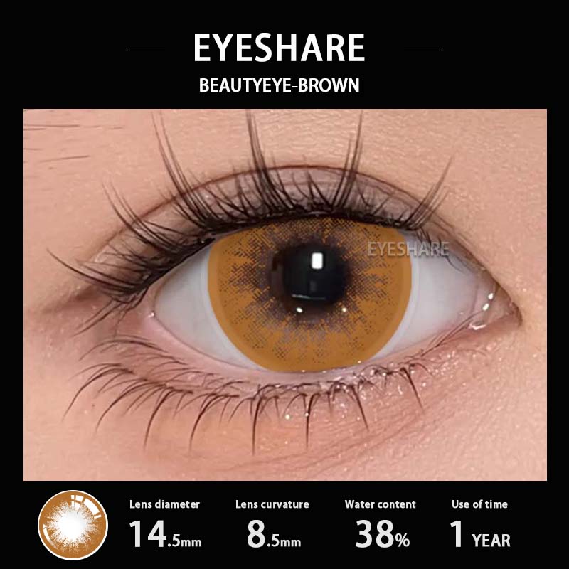 EYESHAER Farbige Kontaktlinsen, Hellblaue Brillenlinsen, Dunkelbraune Linsen in natürlicher Farbe, Hellblaue Modelinsen, 1 Paar