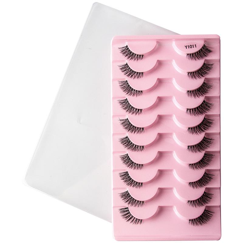 10-Pair Pack of Faux Mink Thick Half-Eye False Eyelashes
