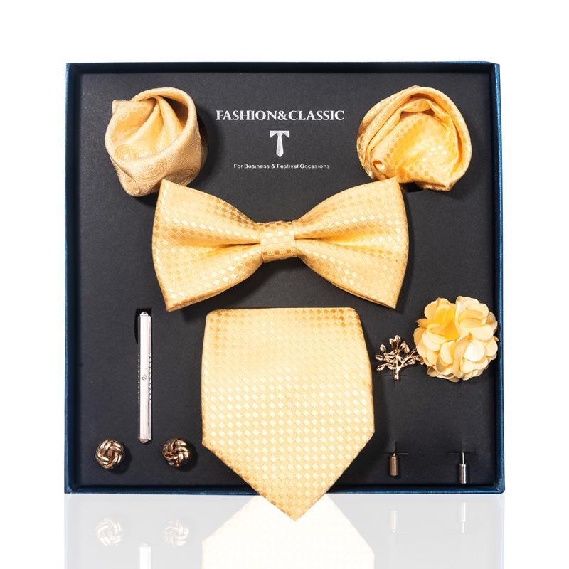 Luxury Groom Tie, Pocket Square & Boutonniere Gift Set for Weddings