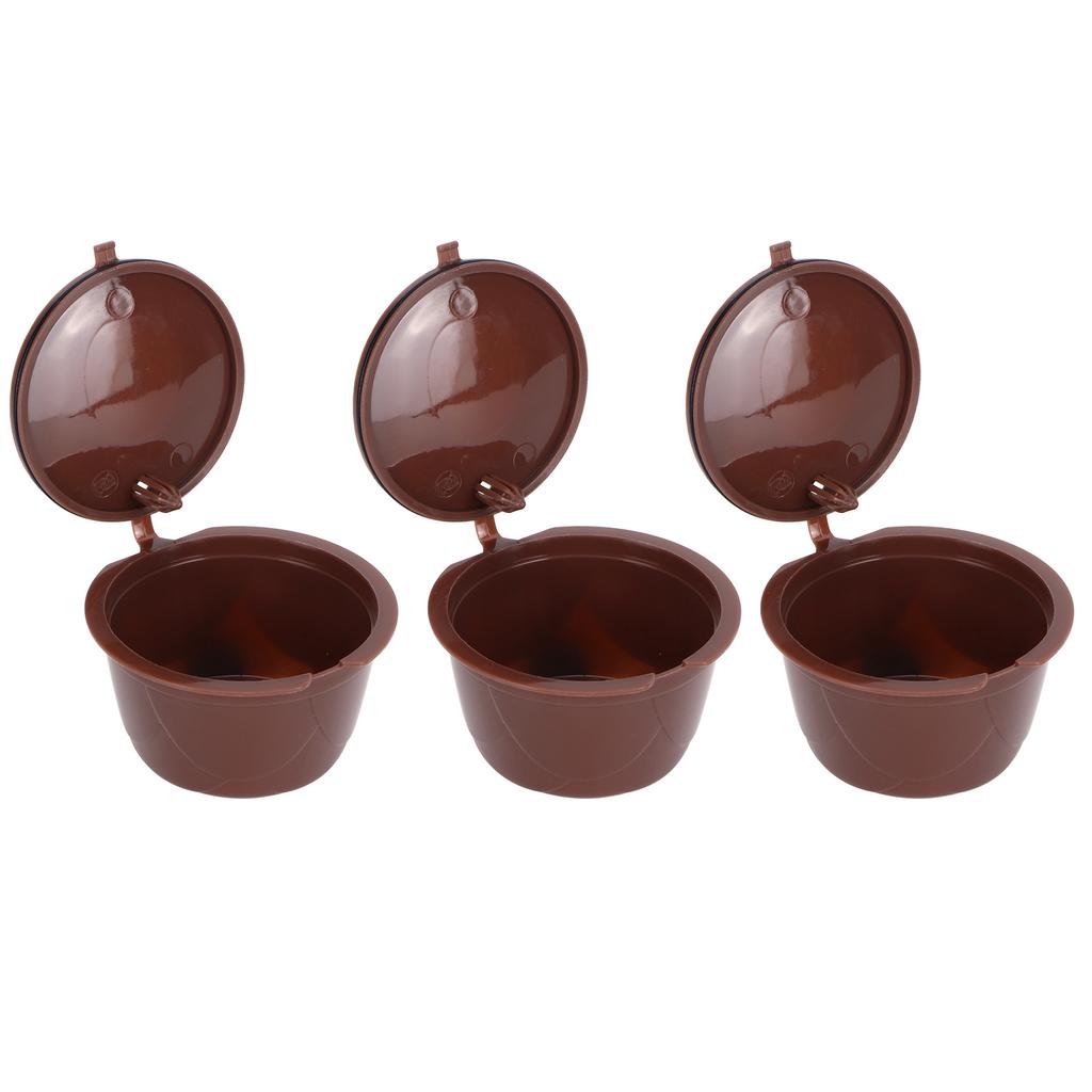 Coffee Capsules Reusable Refillable Coffee Cup Filter Kit Fit for DOLCE GUSTO Machine(Coffee 3 Capsules1 Spoon 1 Brush)