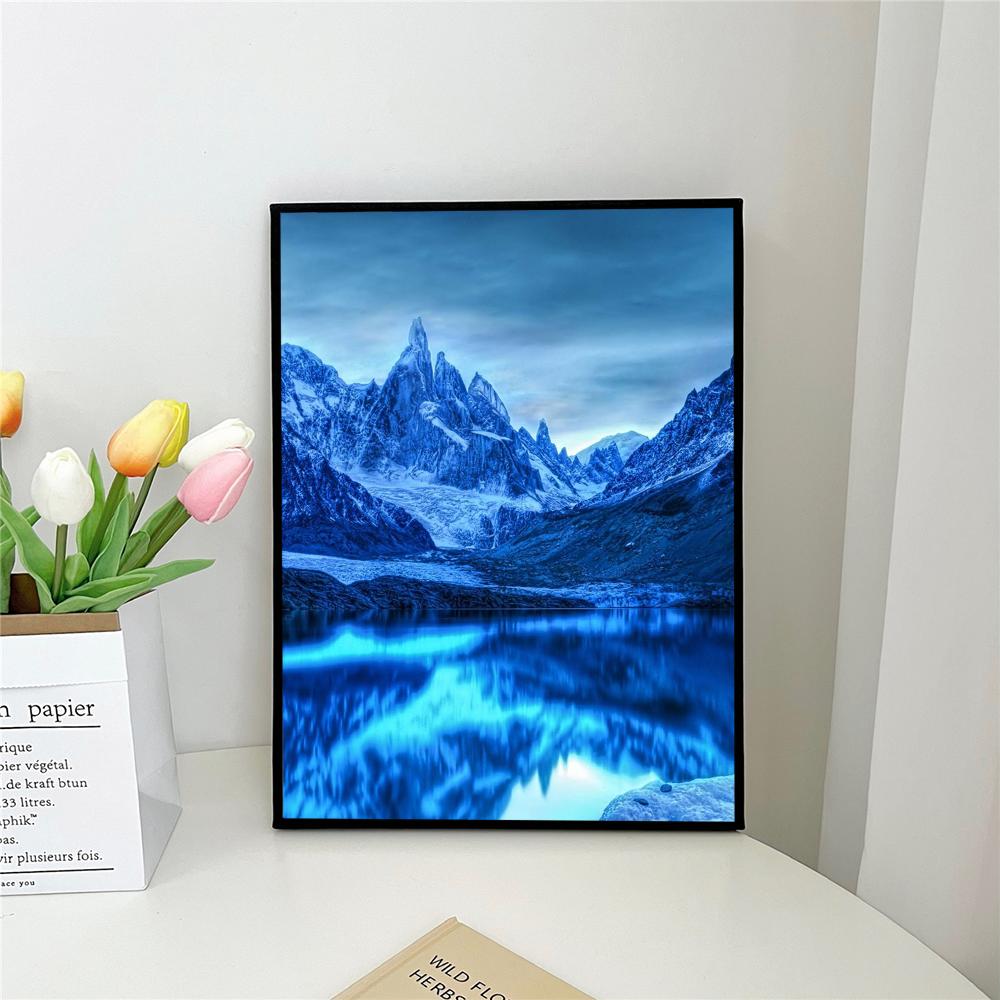 1pc Mountain Landscape Cat Self-adhesive Art Poster Waterproof Paper Sticker Coffee House Bar Room Wall Decor