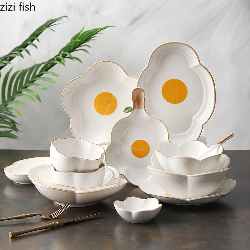 Sunflower Ceramic Tableware Dining Plate Sauce Dish Rice Bowl Salad Bowls Soup Plate Breakfast Bowl Fish Dish Steak Plates Tray
