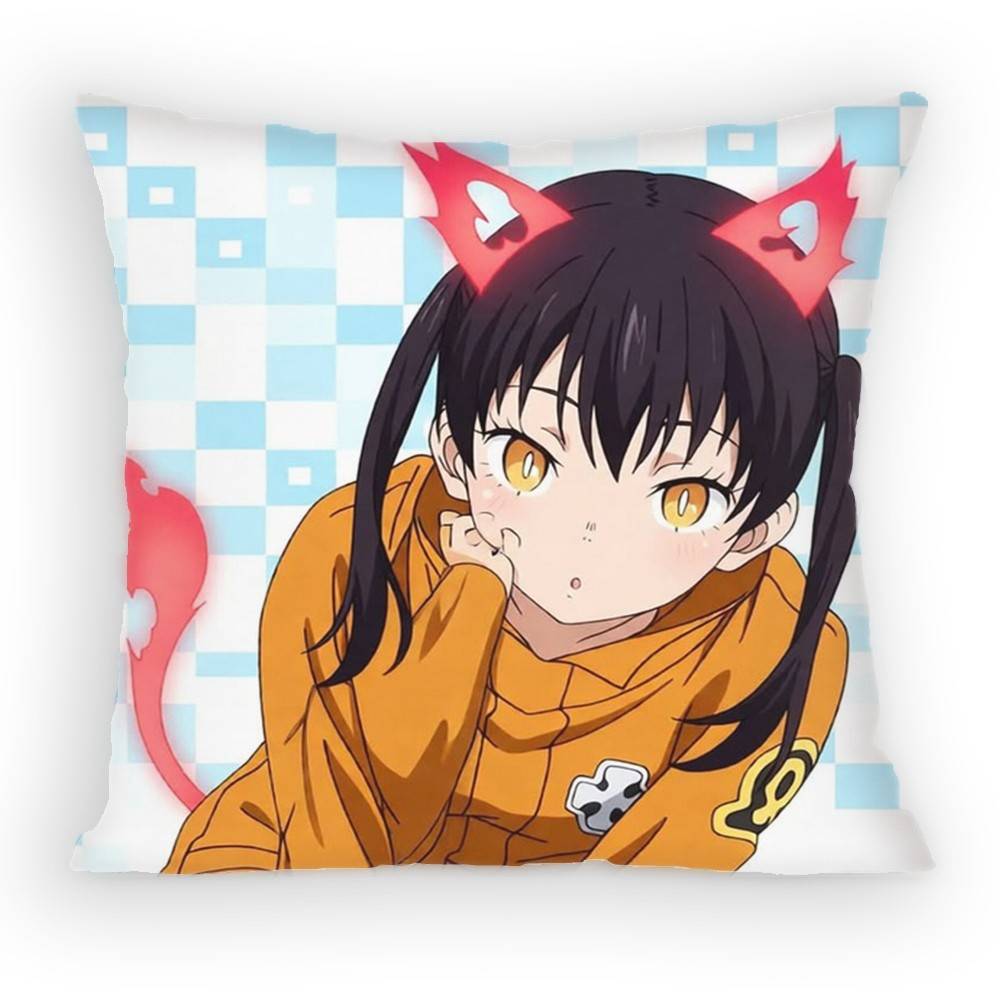 Fire Force Tamaki Kotatsu Pillow Case Sofa Living Room for Bedroom car Headboard Backrest Cushion Square Cushion Nap Time