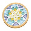 DIY Glass Mosaic Tile Coaster Set Mixed Color Mosaic Kit with Wooden Coaster Kids Adults Handmade Mosaic Crafts Coaster with Accessories